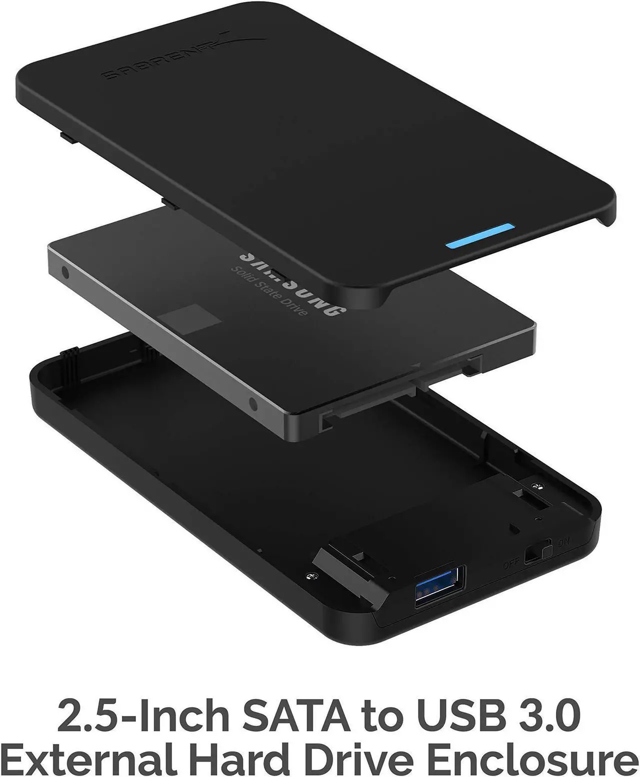 Alt view image 4 of 9 - SABRENT 2.5-Inch SATA to USB 3.0 Tool-Free External Hard Drive Enclosure [Optimized for SSD, Support UASP SATA III] Black (EC-UASP)