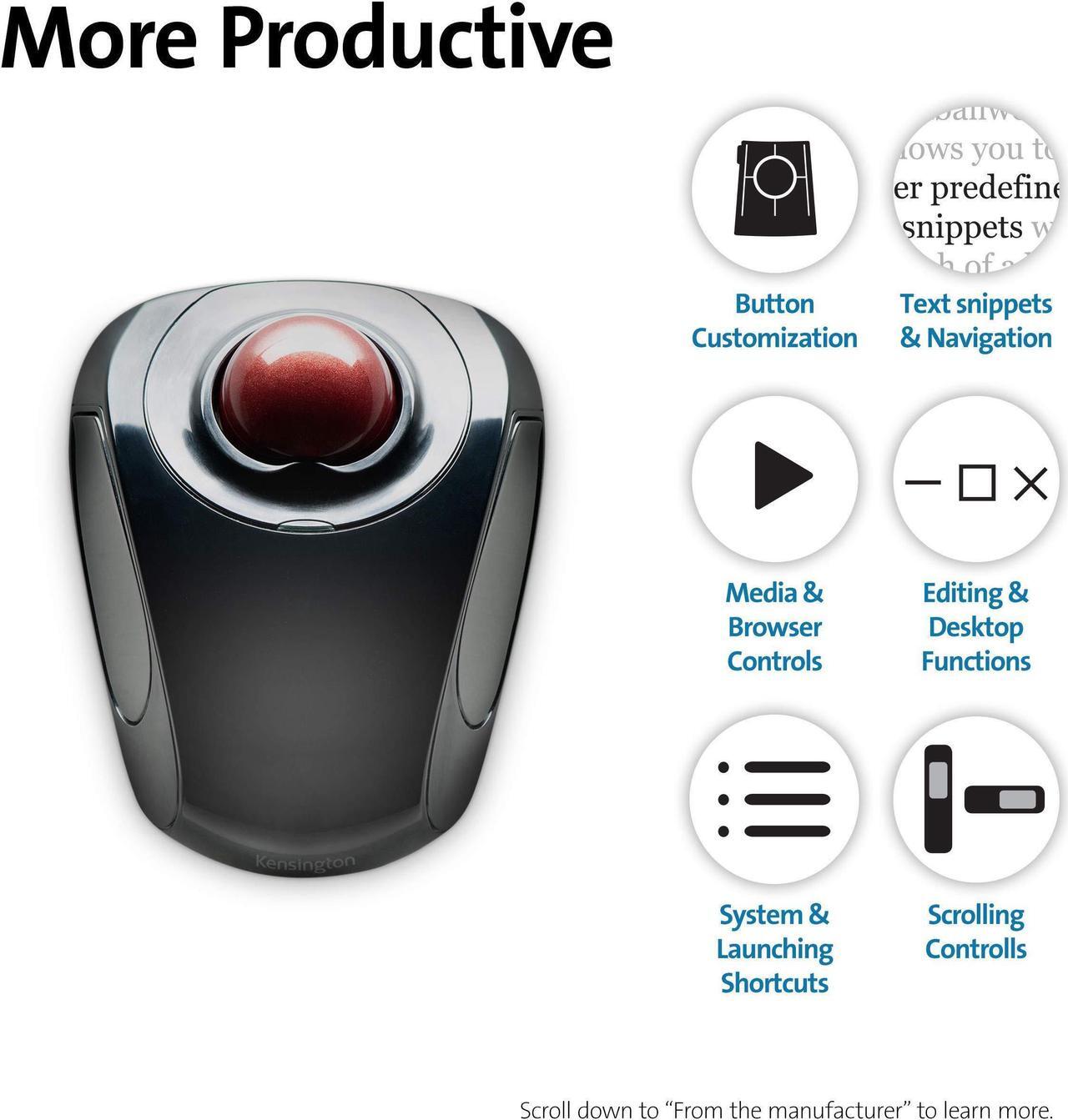 Alt view image 6 of 7 - kensington orbit wireless trackball mouse (k72352us)