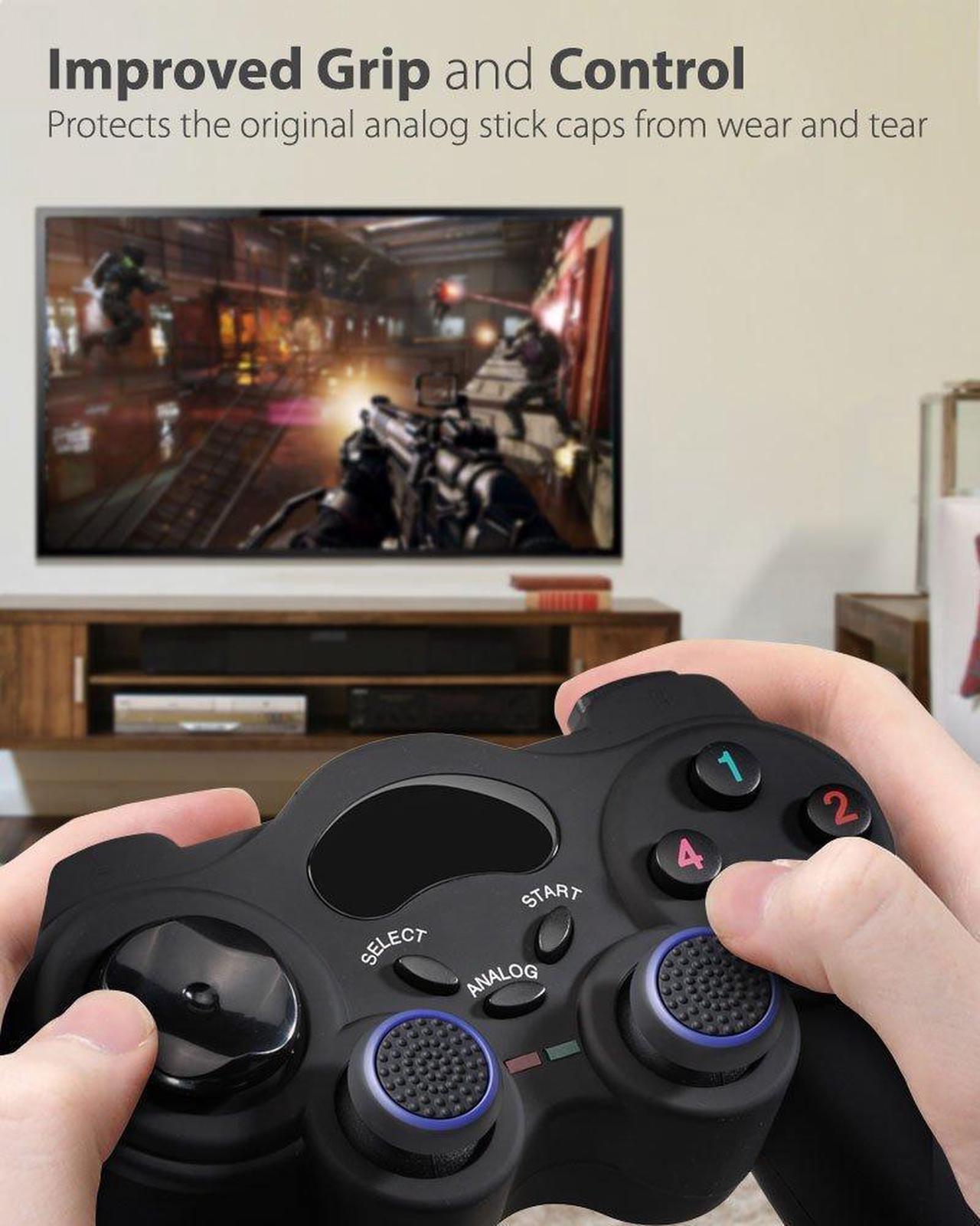 Alt view image 3 of 8 - fosmon [set of 8] analog stick joystick controller performance thumb grips for ps4 | ps3 | xbox one, one x, one s, 360 | wii u