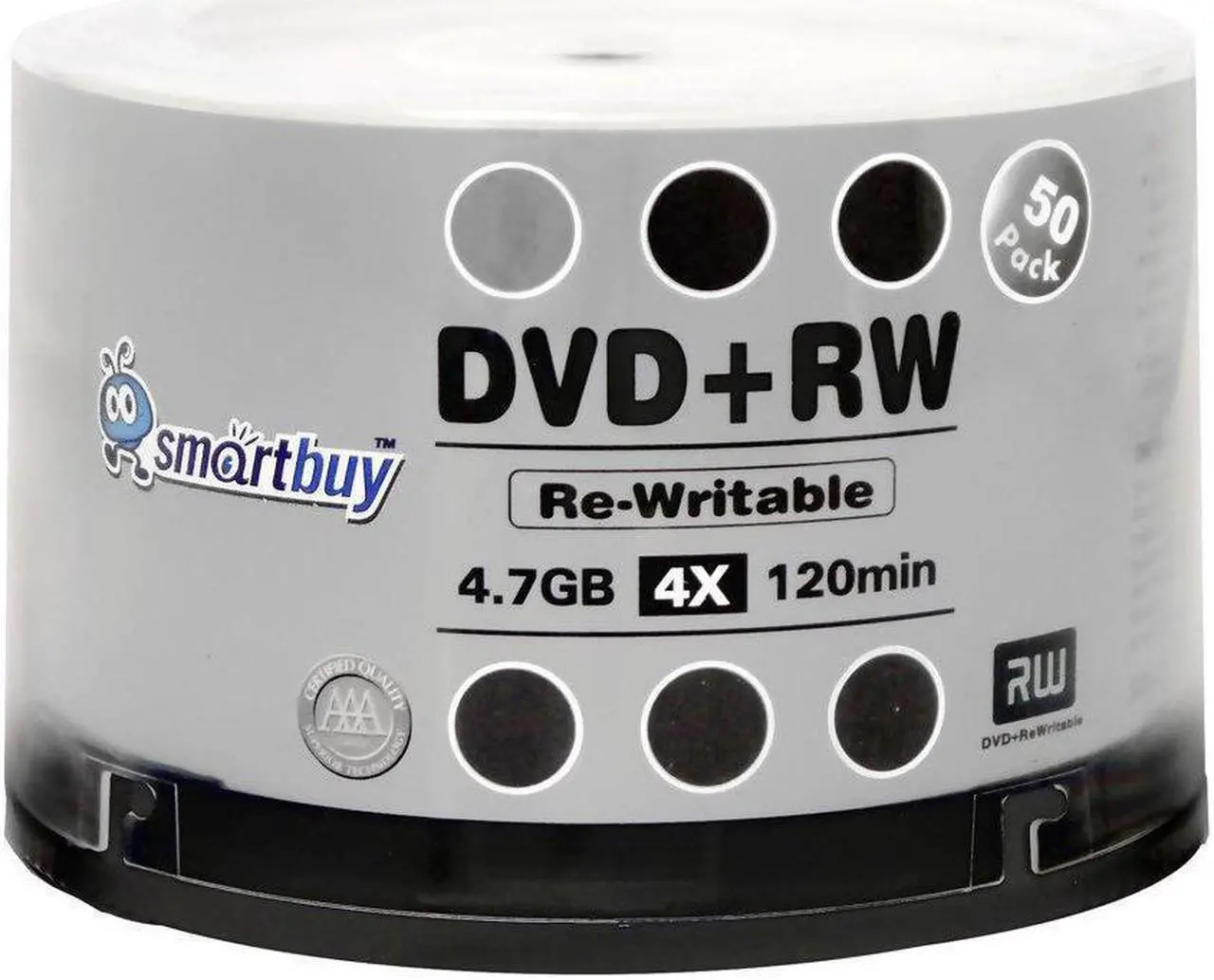 Alt view image 6 of 7 - 50 Pack Smartbuy Blank DVD+RW 4x 4.7GB 120Min Branded Logo Rewritable DVD Media Disc