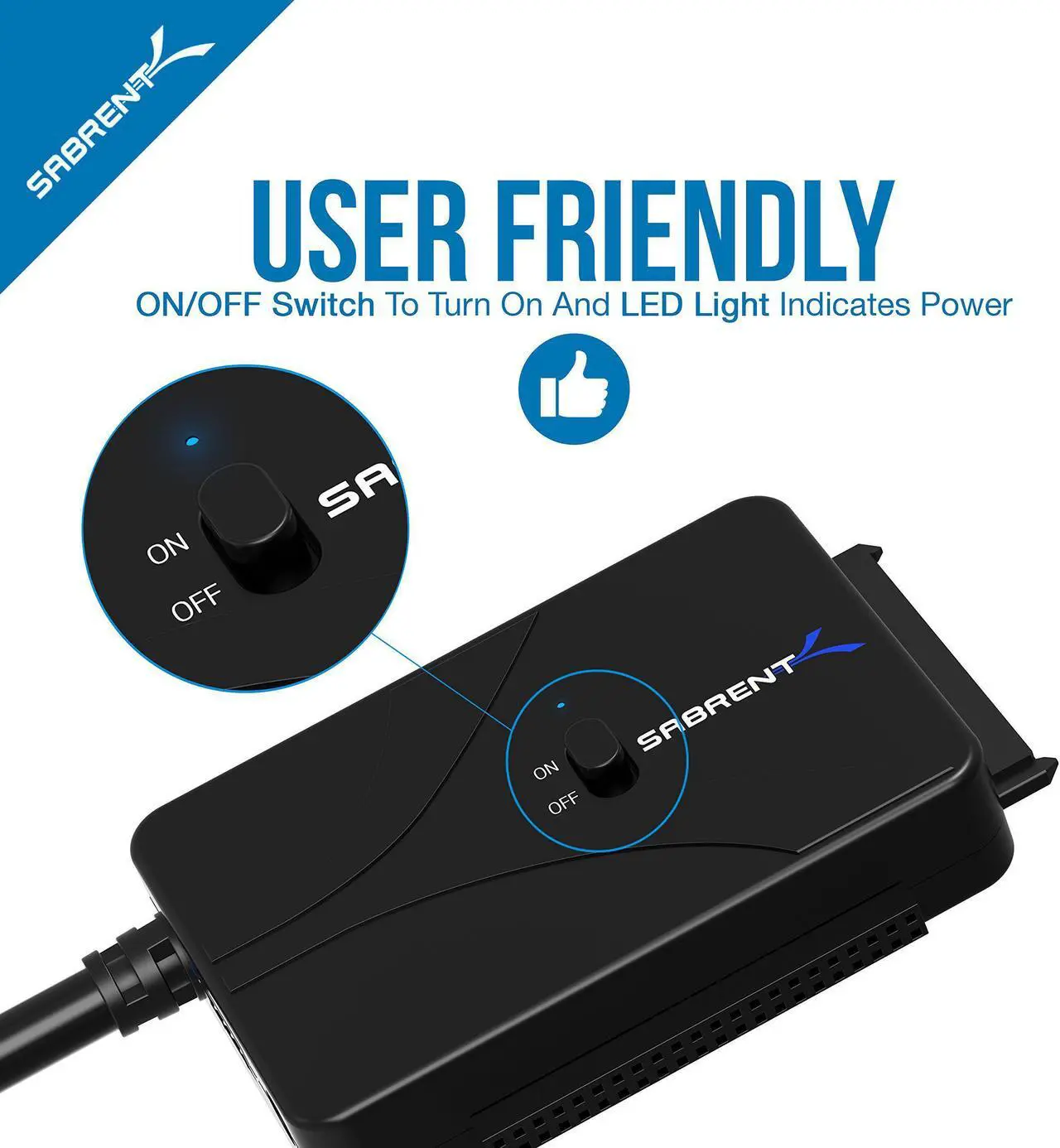 Alt view image 7 of 10 - Sabrent USB 3.0 to SSD/SATA/IDE 2.5/3.5/5.25-INCH Hard Drive Converter with UL Power Supply & LED Activity Lights [10TB Support] (USB-DS12)