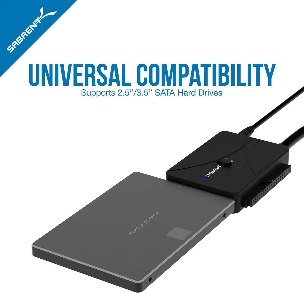 Alt view image 6 of 10 - Sabrent USB 3.0 to SSD/SATA/IDE 2.5/3.5/5.25-INCH Hard Drive Converter with UL Power Supply & LED Activity Lights [10TB Support] (USB-DS12)
