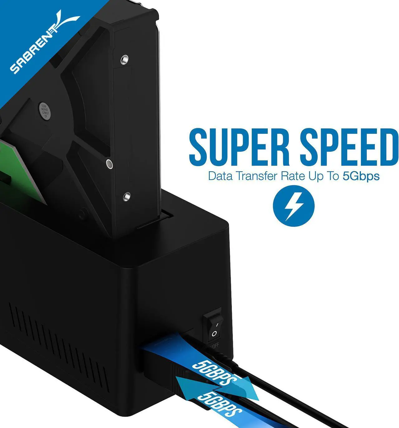 Alt view image 7 of 8 - SABRENT USB 3.0 to SATA External Hard Drive Docking Station for 2.5" or 3.5"' HDD, SSD [Support UASP] (EC-UBLB)