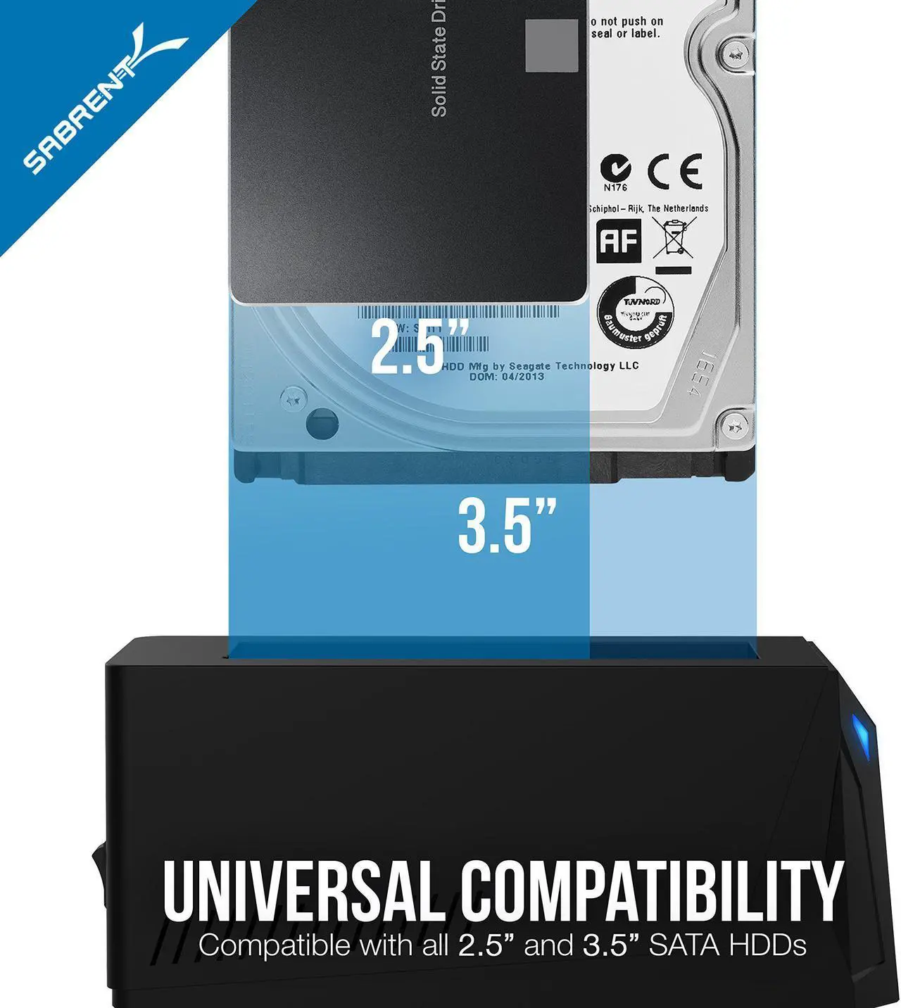 Alt view image 5 of 8 - SABRENT USB 3.0 to SATA External Hard Drive Docking Station for 2.5" or 3.5"' HDD, SSD [Support UASP] (EC-UBLB)