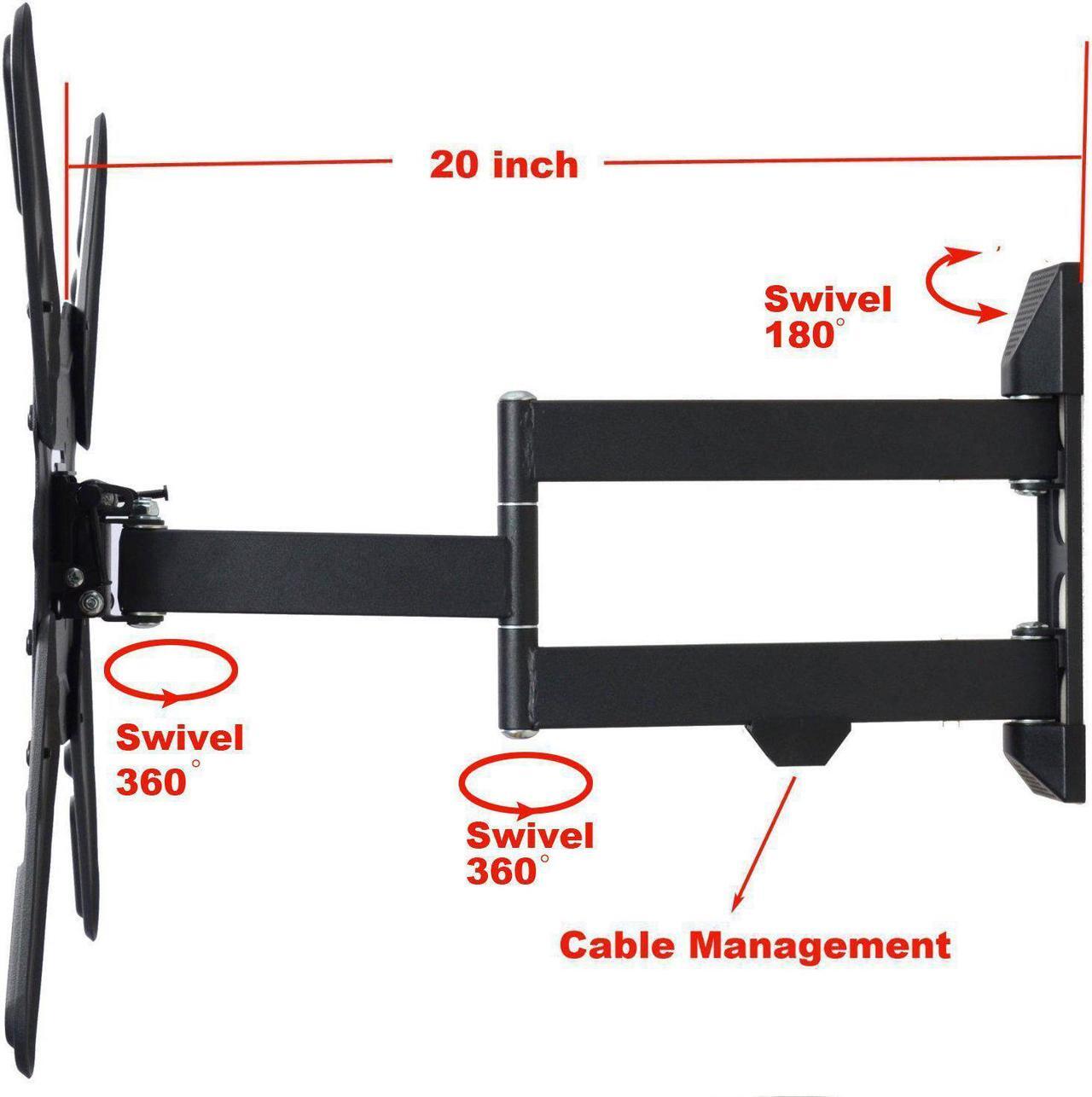 Alt view image 7 of 11 - VideoSecu ML531BE TV Wall Mount for most 22-55 LED LCD Plasma Flat Screen Monitor up to 88 lb VESA 400x400 with Full Motion Swivel Articulating 20 in Extension Arm, HDMI Cable & Bubble Level WP5