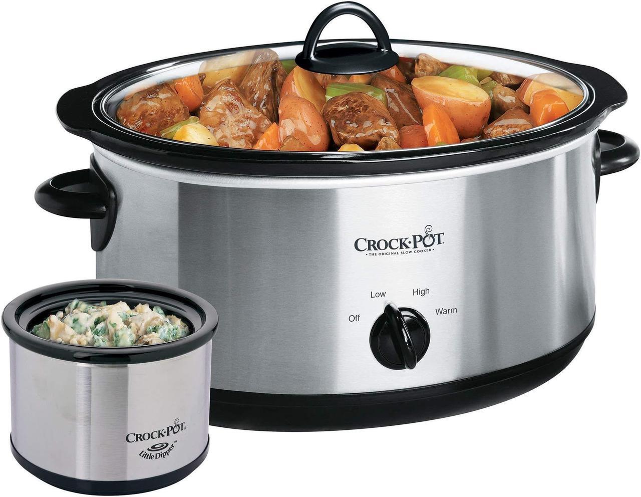 Alt view image 6 of 7 - Crock-Pot 8 Quart Slow Cooker and 16 Oz Little Dipper Food Warmer Stainless