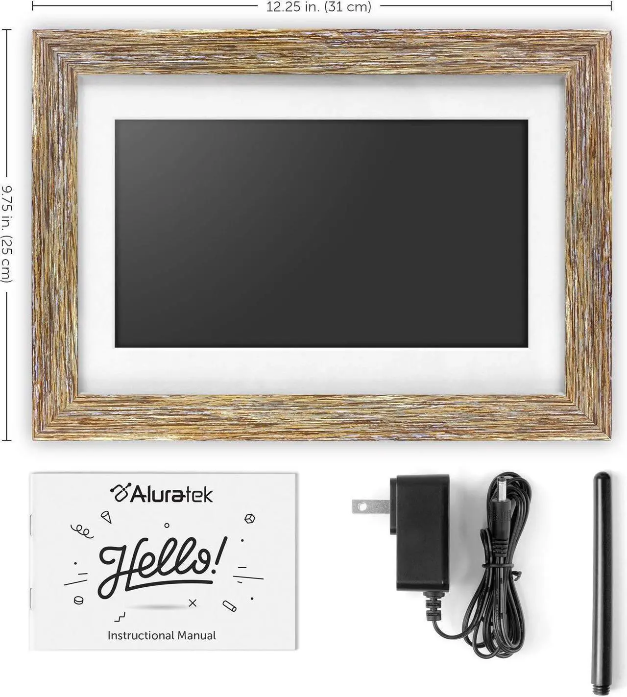 Alt view image 12 of 20 - Aluratek 10.0" Distressed Wood Digital Photo Frame with Auto Slideshow Feature