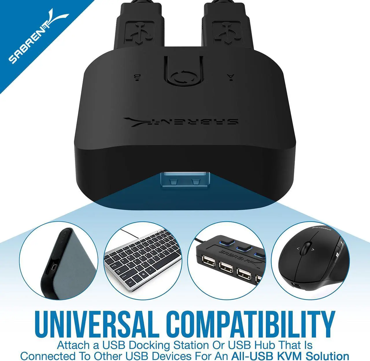 Alt view image 5 of 7 - SABRENT USB 2.0 Sharing Switch for Multiple Computers and Peripherals LED Device Indicators (USB-SW20)