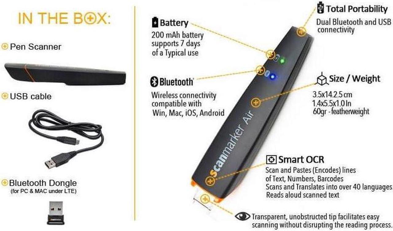 Alt view image 3 of 13 - Scanmarker Air Pen Scanner - OCR Digital Highlighter and Reading Pen - Wireless (Mac Win iOS Android)