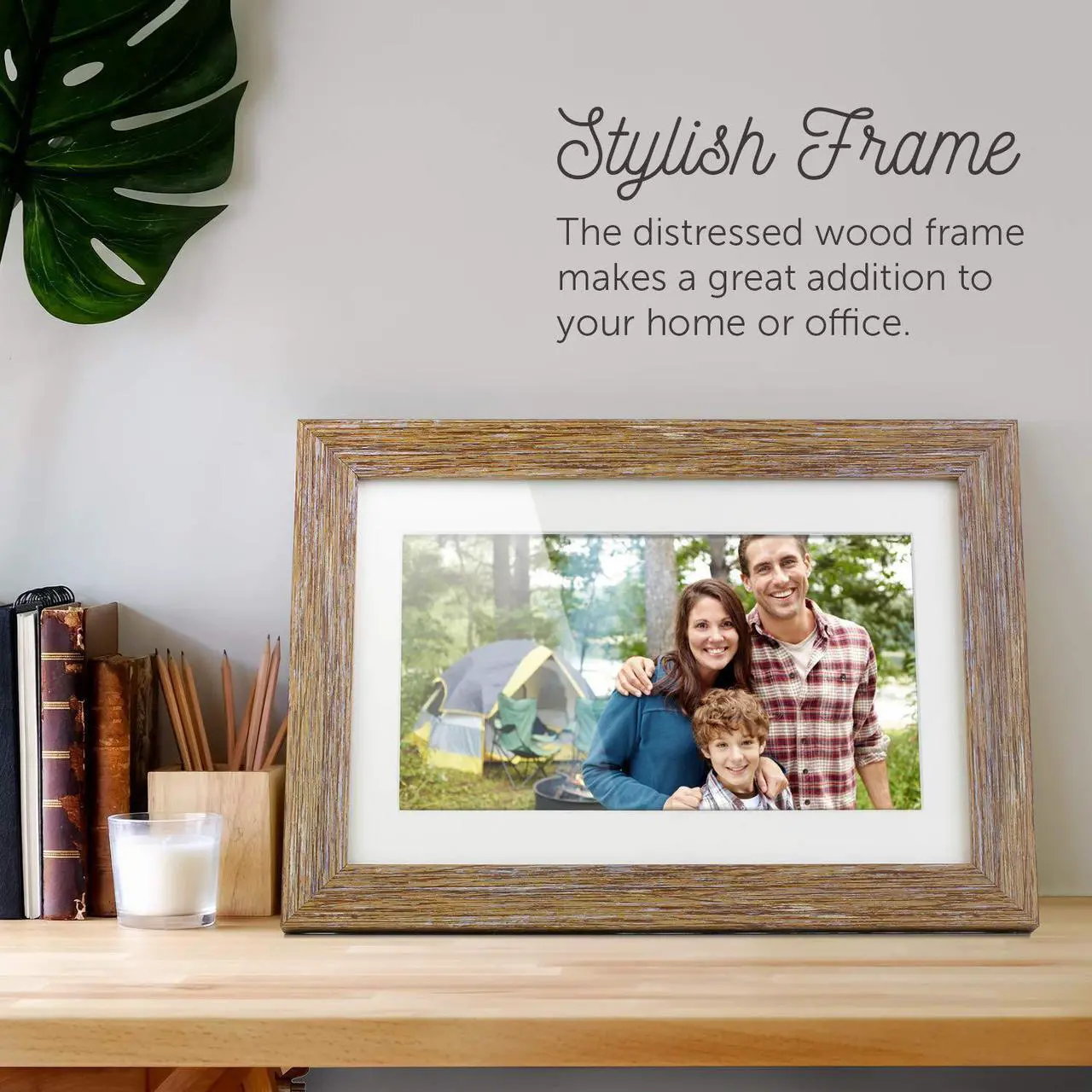 Alt view image 9 of 20 - Aluratek 10.0" Distressed Wood Digital Photo Frame with Auto Slideshow Feature