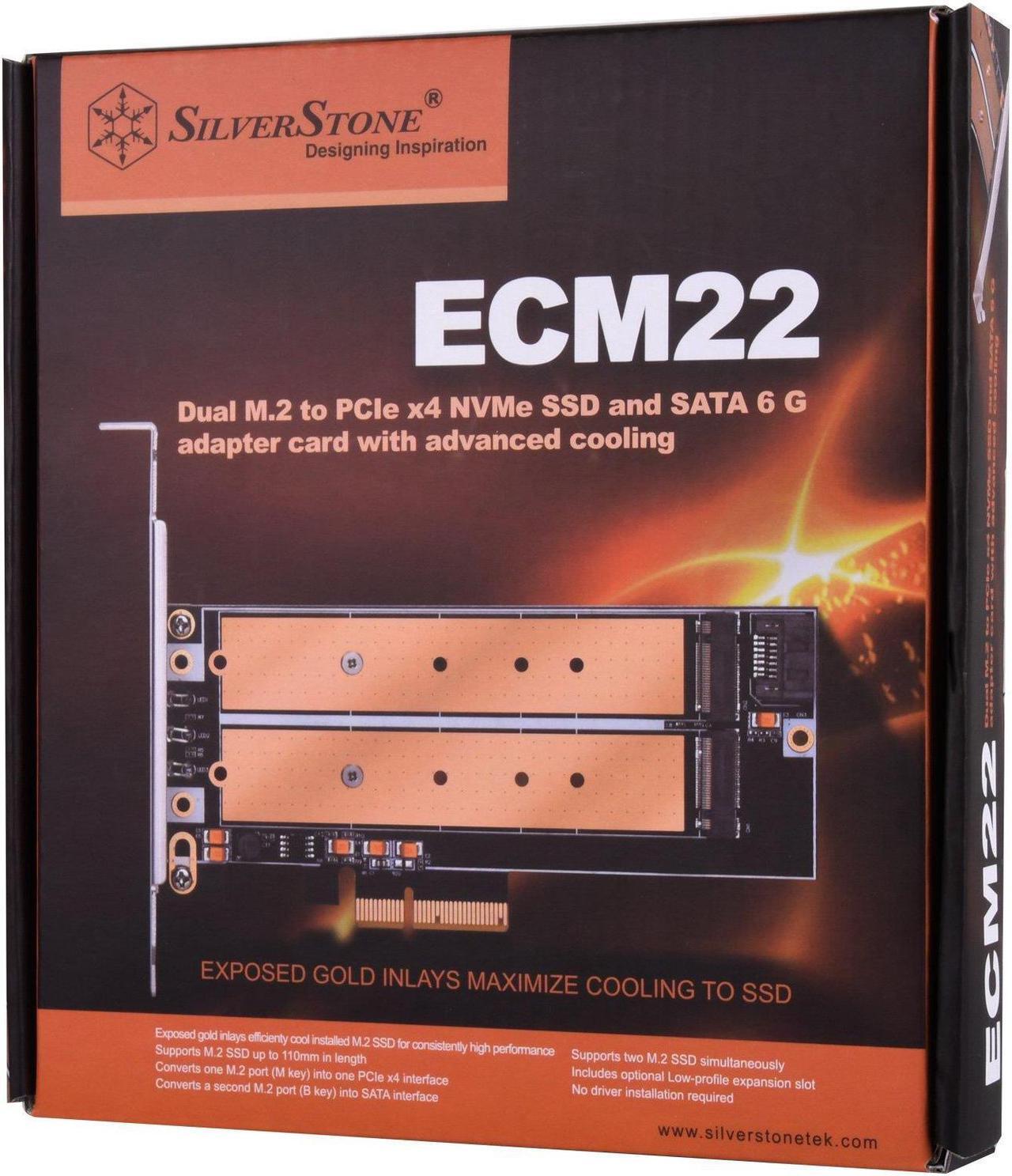 Alt view image 7 of 16 - Dual M.2 to PCI-E x4 NVME SSD and SATA 6 G adapter card with advanced cooling