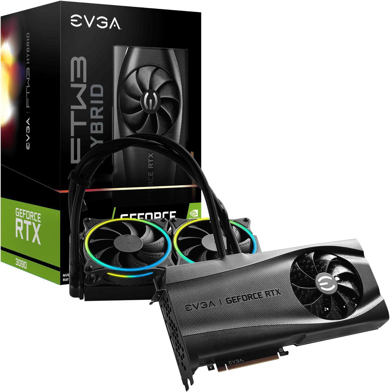 Main image of EVGA GeForce RTX 3090 FTW3 ULTRA HYBRID GAMING, 24G-P5-3988-KR, 24GB GDDR6X, ARGB LED, Metal Backplate