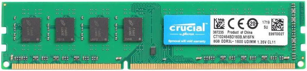 8GB RAM  240-Pin DDR3 2RX8 SDRAM CL11 DDR3L DIMM  1600 (PC3L 12800) 1.35V Desktop Memory Model CT102464BD160B  Compatible With DELL Precision Workstation T1700 by Crucial RAM