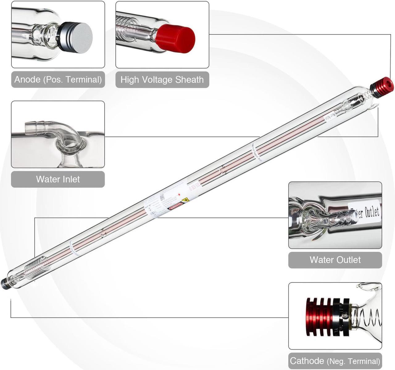 Alt view image 3 of 6 - High Power 100W Laser Tube for CO2 Laser Cutter and Engraver Machine 12000h Life