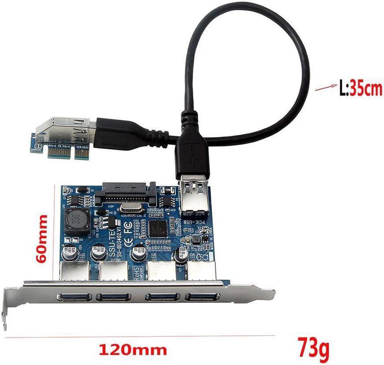 Alt view image 4 of 5 - Four Ports USB 3.0 Super Fast 5Gbps PCI-E Expansion Card PCI Express Adapter Converter Card Power Supply Module For Desktop PC with Extension Cable