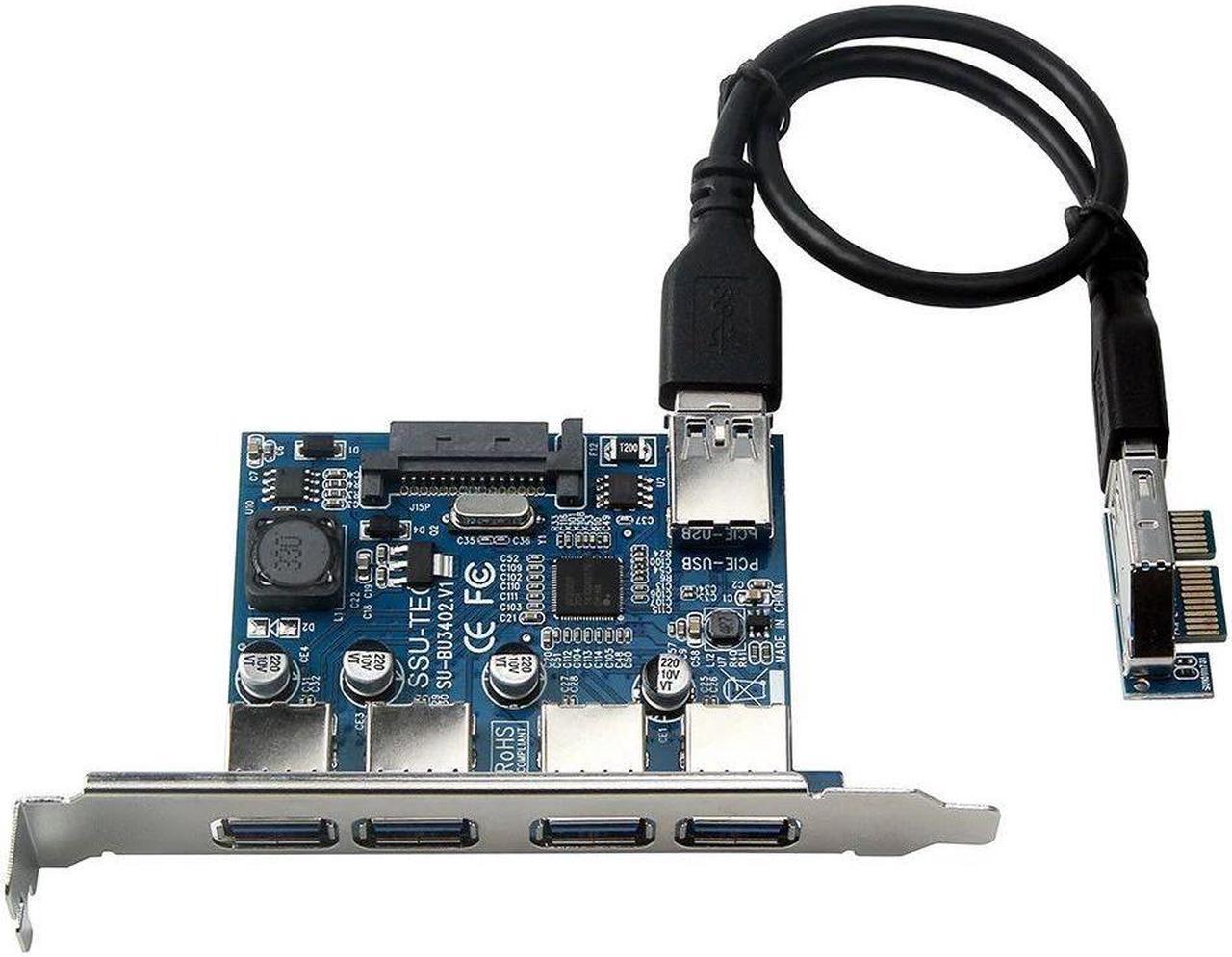 Alt view image 3 of 5 - Four Ports USB 3.0 Super Fast 5Gbps PCI-E Expansion Card PCI Express Adapter Converter Card Power Supply Module For Desktop PC with Extension Cable