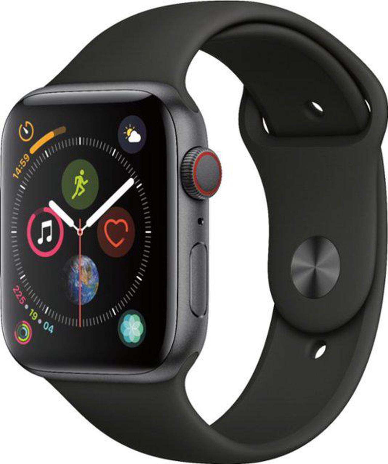 Main image of Apple Watch Series 4 44mm Space Gray (GPS + Cellular Unlocked) Space Gray Aluminum Case with Black Sport Band MTUW2LL/A Grade A