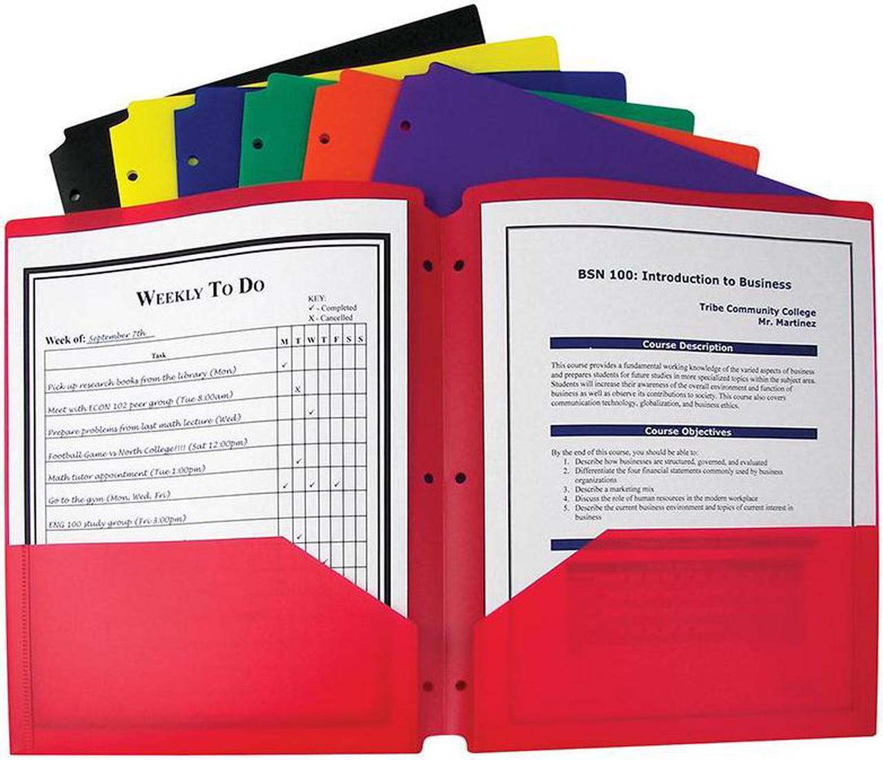 Alt view image 5 of 18 - C-Line Two-Pocket Heavyweight Poly Portfolio Folder w/3-Hole Punch Letter Assorted 33930
