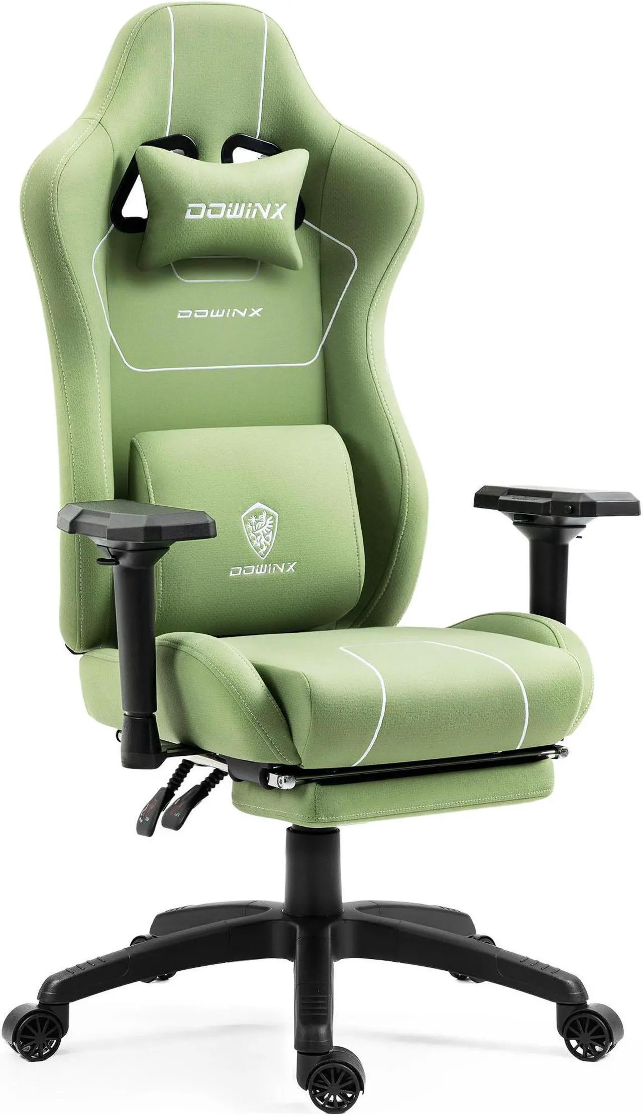 Main image of Dowinx Gaming Chair Tech Fabric with Pocket Spring Cushion, Ergonomic Computer Chair with Massage Lumbar Support and Footrest, Comfortable Reclining Game Office Chair 300lbs for Adult and Teen, Green