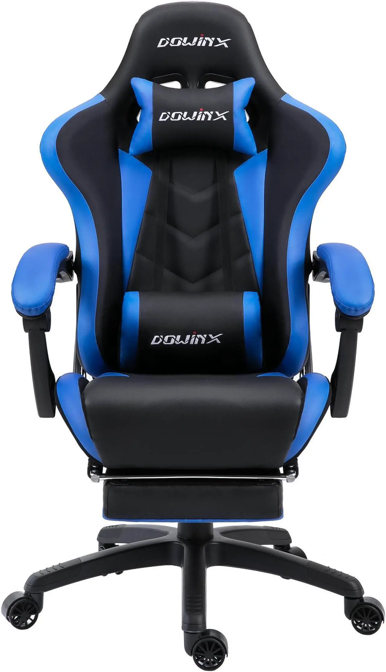 Main image of Dowinx Ergonomic Gaming Chair with Massage Lumbar Support, High Back Office Computer Chair with Footrest, Racing Style Recliner PU Leather Gamer Chairs, Blue