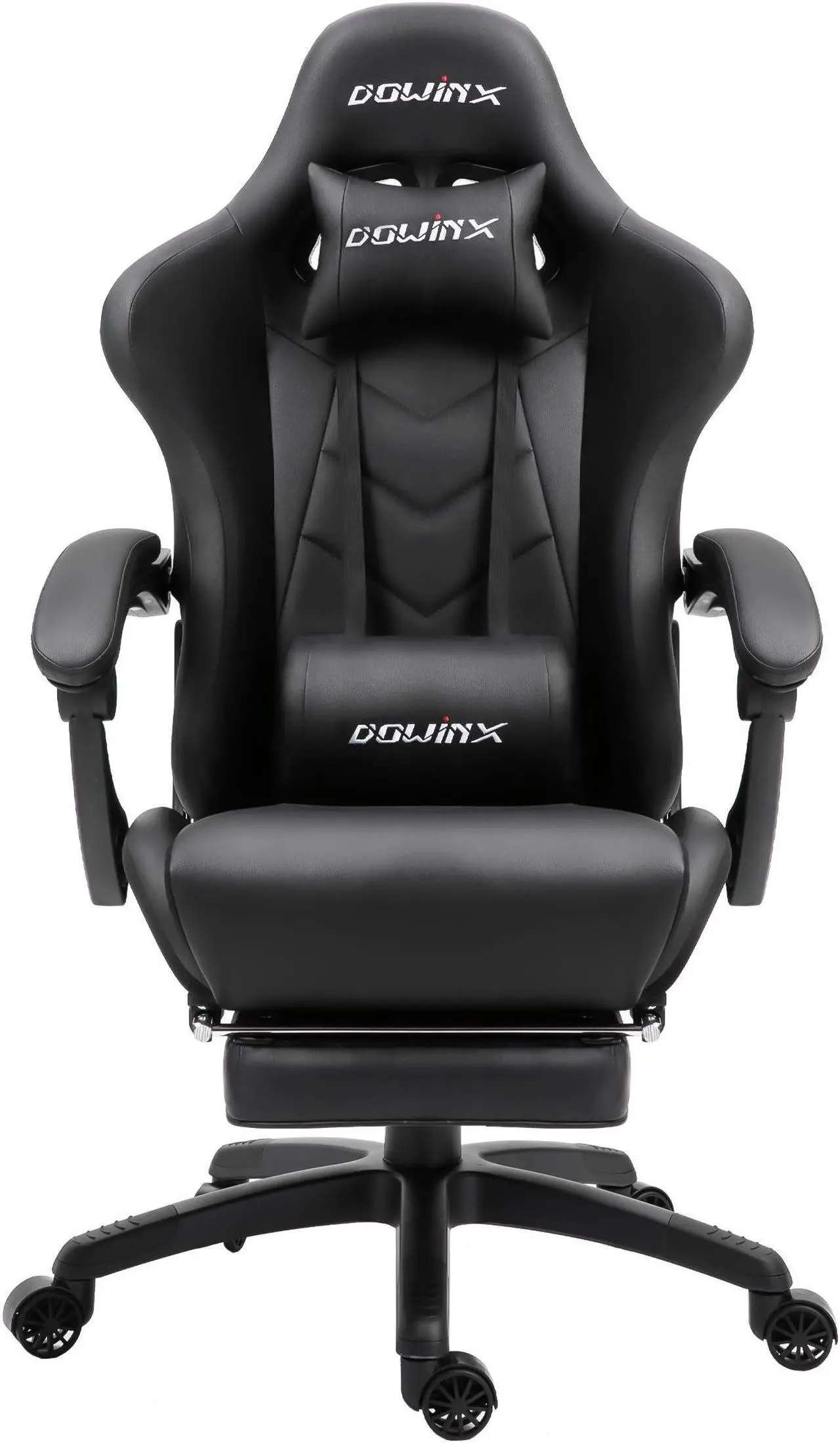 Main image of Dowinx Ergonomic Gaming Chair with Massage Lumbar Support, High Back Office Computer Chair with Footrest, Racing Style Recliner PU Leather Gamer Chairs, Black