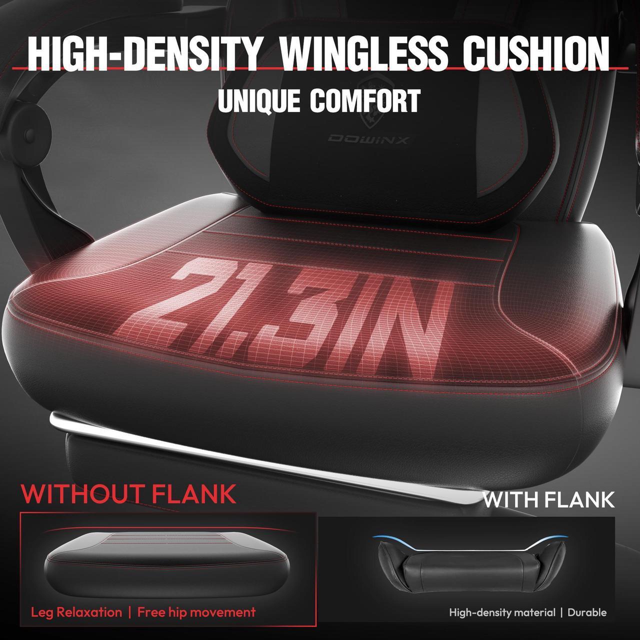 Alt view image 2 of 7 - Dowinx Gaming Chair with Footrest, Ergonomic Massage Game Chair for Adults, Heavy-Duty PC Computer Chair with Massage Lumbar Support, Adjustable Recline and Storage Pouch For Home Office, Black