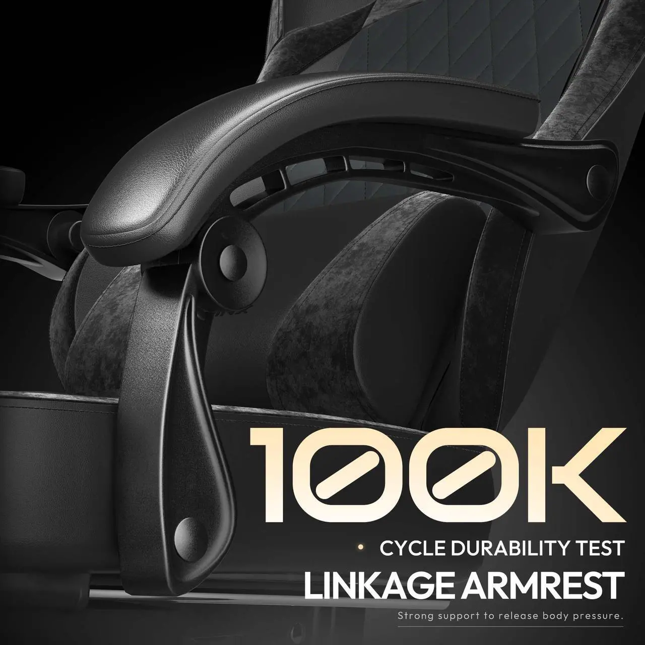 Alt view image 5 of 7 - Dowinx Ergonomic Gaming Chair with Pocket Spring Cushion and Massage Lumbar Support, High Back Leather Office Chair with Footrest, 300LBS Capacity, Black