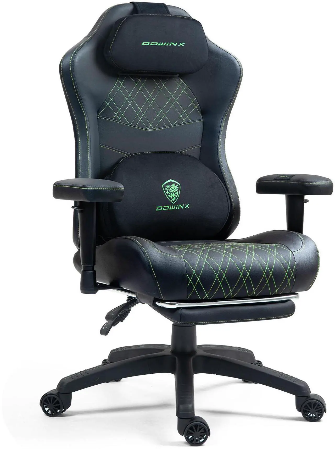 Alt view image 6 of 7 - Dowinx Gaming Chair with Heated Massage Lumbar Support,Ergonomic Computer Chair with Pocket Spring Cushion,Reclining Game Chair with Adjustable Padded Armrests and Footrest,LS-6650D03 Green