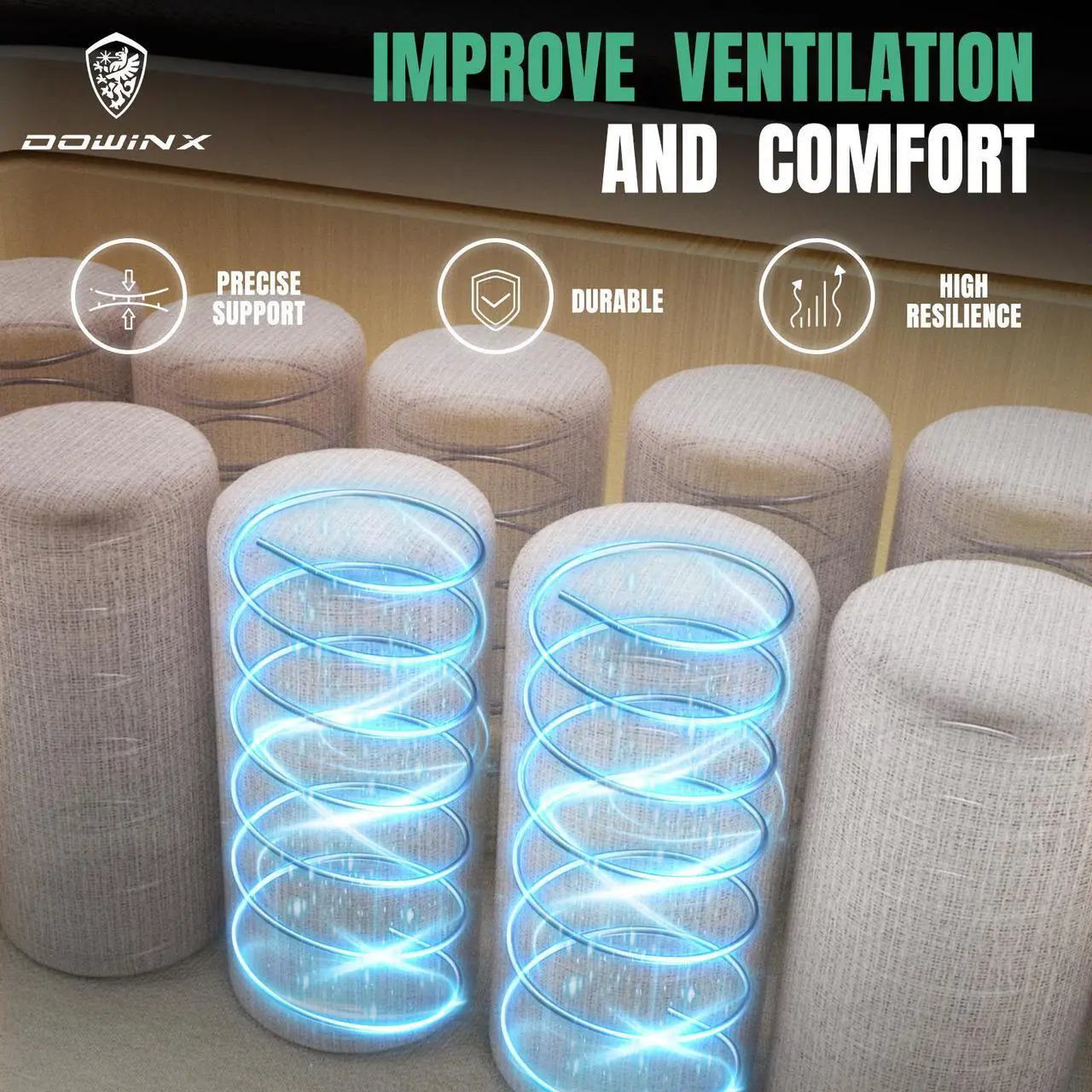 Alt view image 7 of 7 - Dowinx Gaming Chair with Heated Massage Lumbar Support,Ergonomic Computer Chair with Pocket Spring Cushion,Reclining Game Chair with Adjustable Padded Armrests and Footrest,LS-6650D03 Green
