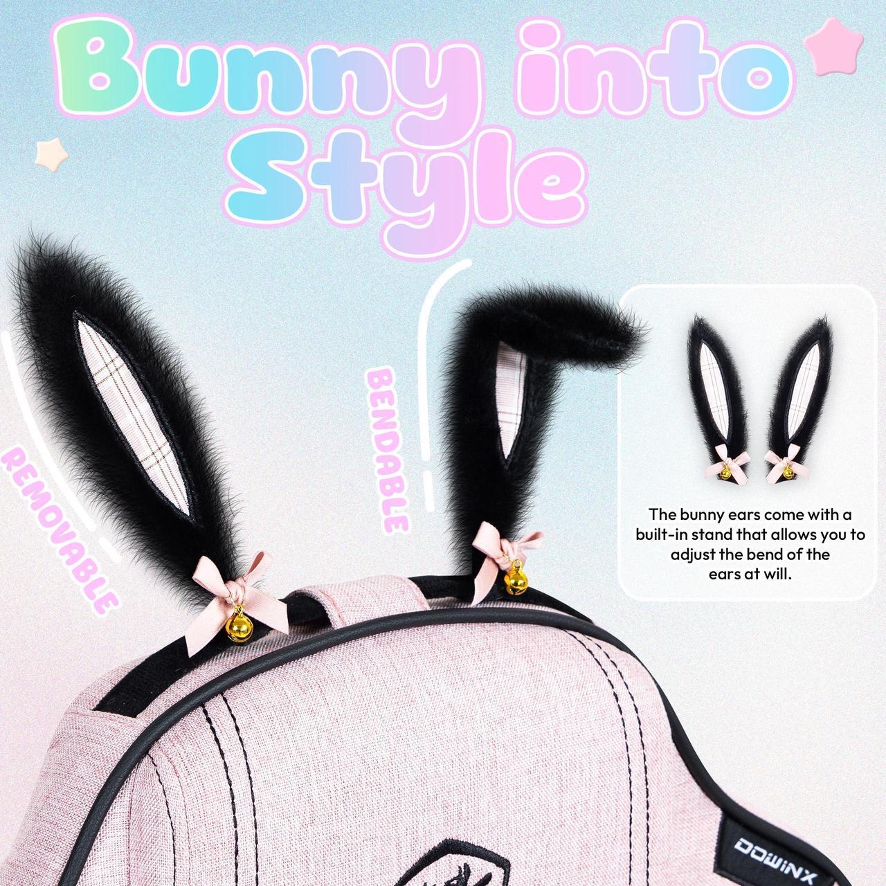 Alt view image 4 of 7 - Dowinx Gaming Chair with Cute Bunny Ears, Ergonomic Computer Chair for Adult, Game Chair Cloth for Girl, Teen, LS-665101,Pink