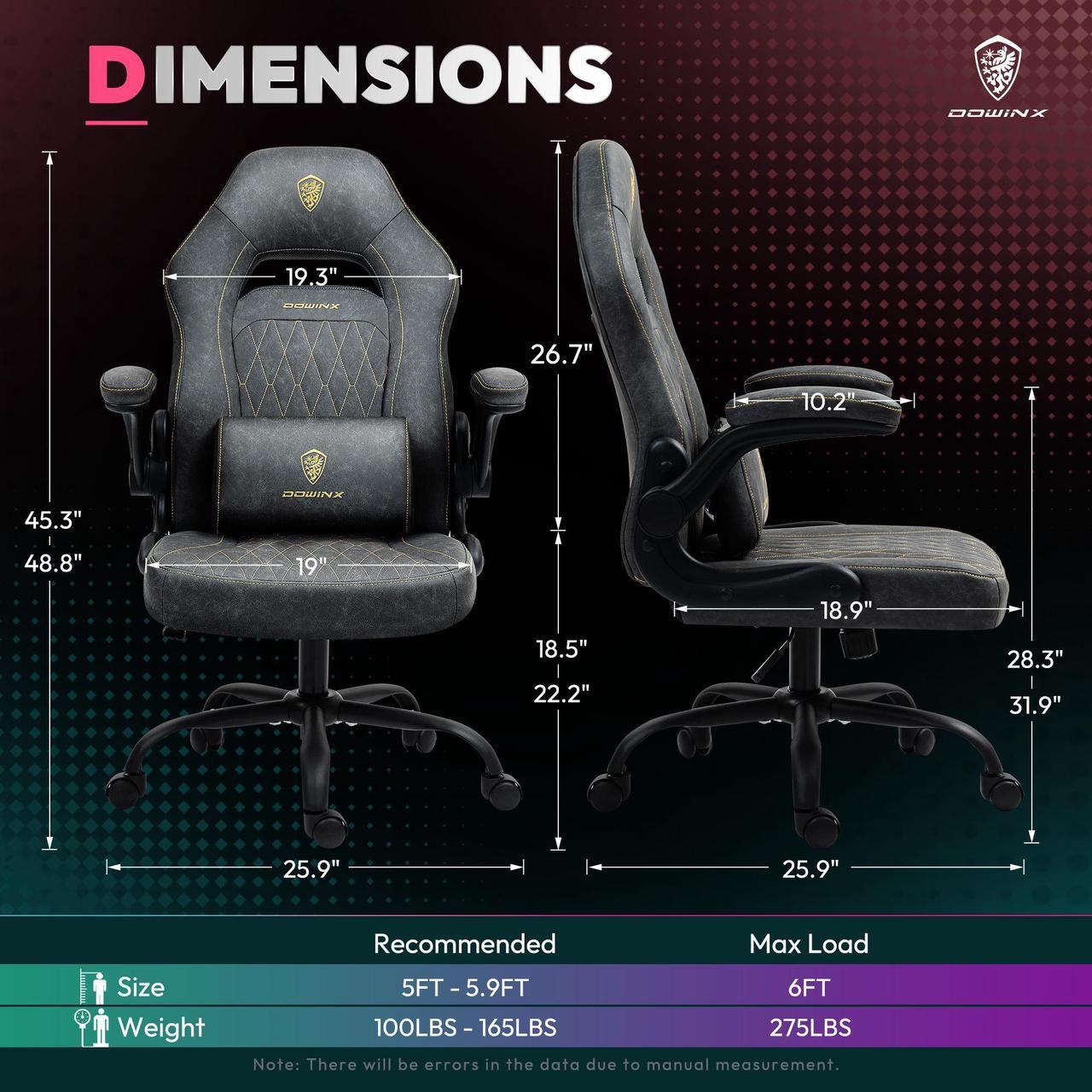 Alt view image 4 of 7 - Dowinx Gaming Chair, Breathable PU Leather Gamer Chair with Pocket Spring Cushion, Adjustable Swivel Task Chair ,Ergonomic Computer Chair with  Lumbar Support,LS-666105 Grey