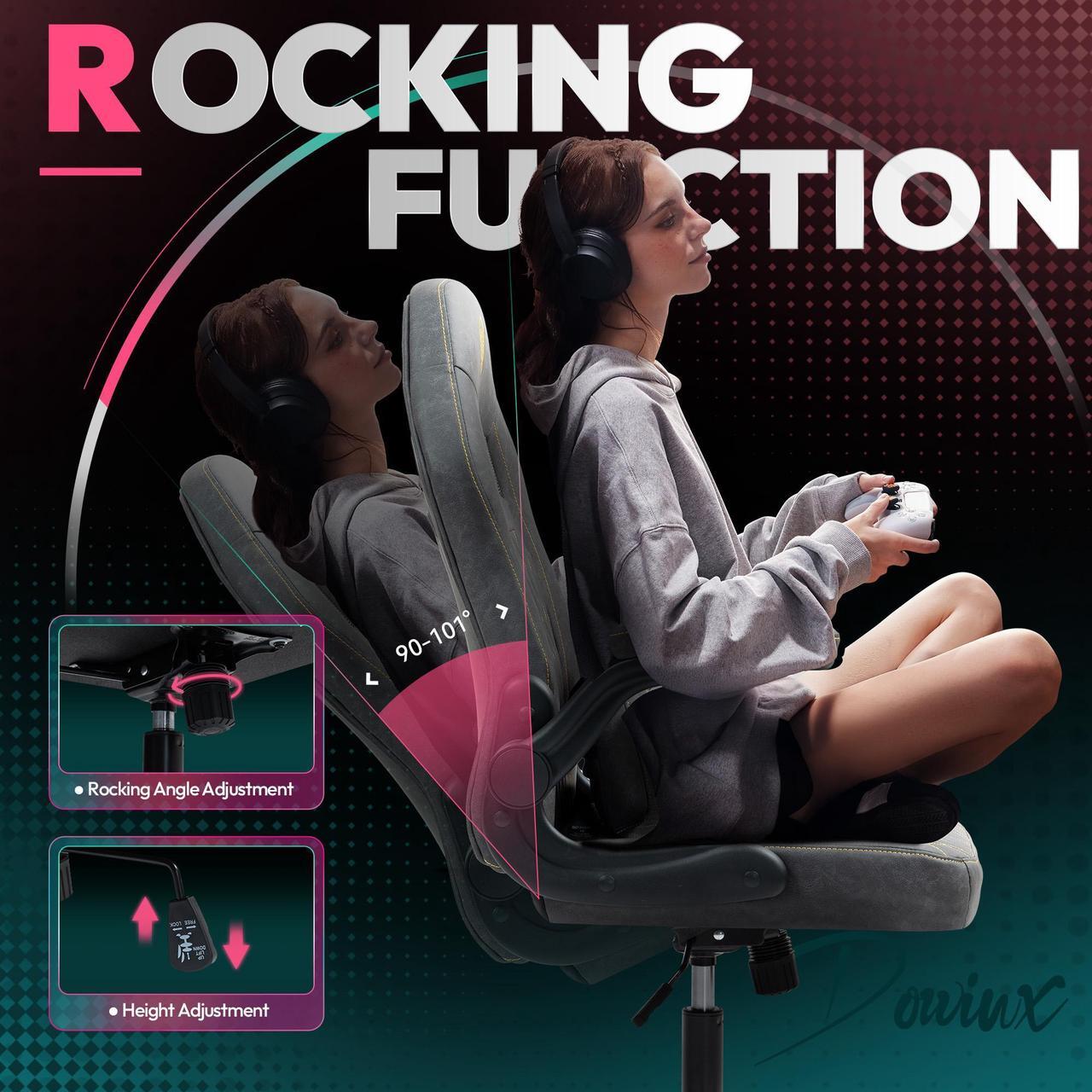 Alt view image 6 of 7 - Dowinx Gaming Chair, Breathable PU Leather Gamer Chair with Pocket Spring Cushion, Adjustable Swivel Task Chair ,Ergonomic Computer Chair with  Lumbar Support,LS-666105 Grey