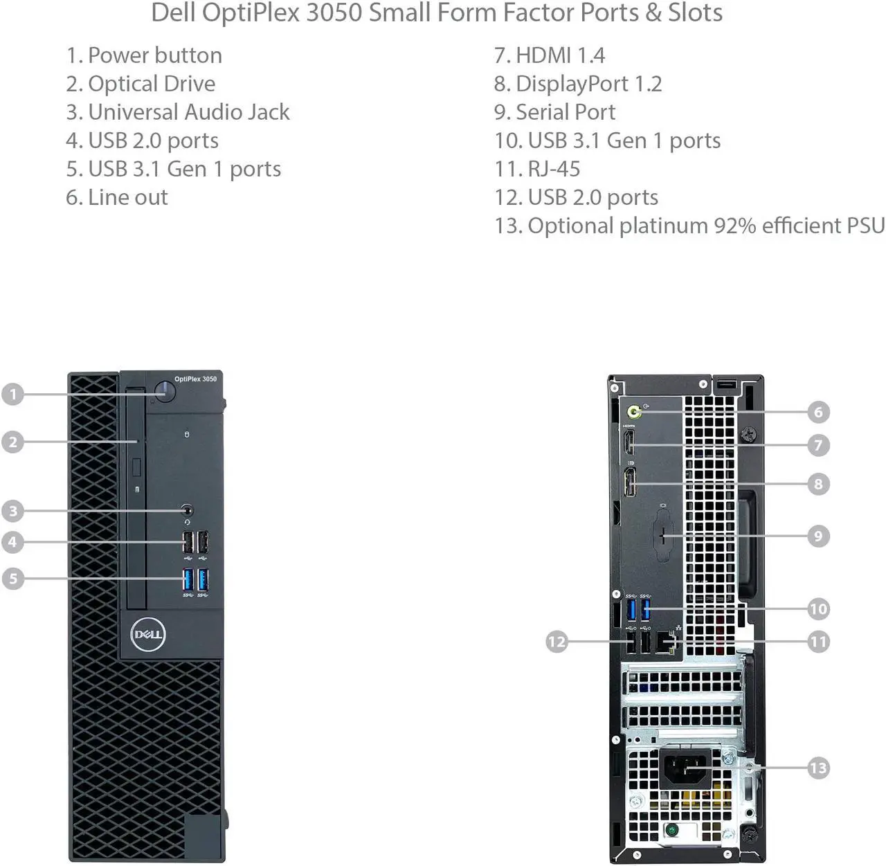 Alt view image 6 of 7 - Dell Optiplex 3050 SFF Desktop - 7th Gen. Intel Core i5-7500 Quad-Core Processor up to 3.8 GHz, 8GB DDR4 Memory, 1TB SATA Hard Drive, Intel HD Graphics 630, DVD Burner, Windows 10 Pro (64-bit)