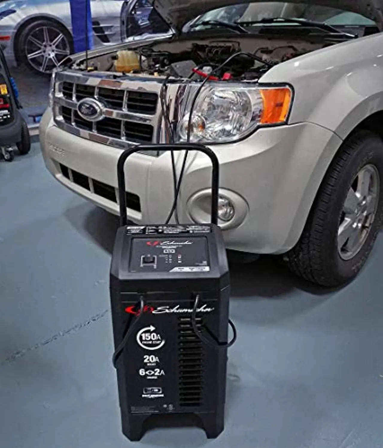 Alt view image 3 of 5 - Schumacher SC1364 150 Amp 20 Amp 12V Fully Automatic Smart Battery Charger 150A Engine Starter 20A Boost Maintainer and Auto Desulfator Pre-Assembled Wheels For Cars, Trucks, SUVs, RV Batteri (SC1364)