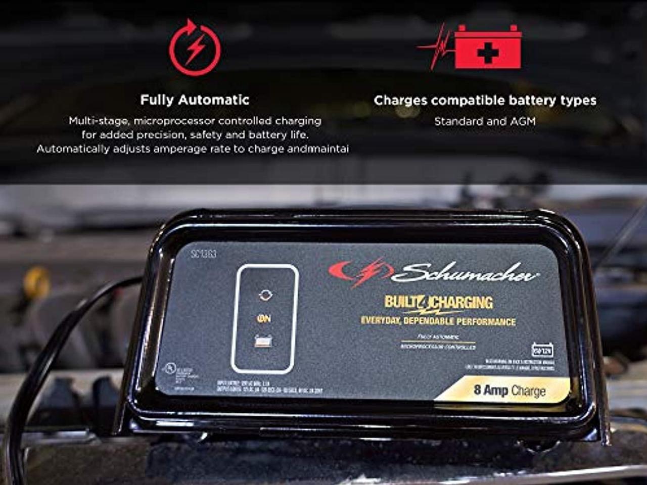 Alt view image 5 of 5 - Schumacher SC1363 8 Amp 2 Amp 6V/12V Fully Automatic Battery Charger Maintainer Auto Desulfator Auto 6V/12V Battery Detection For Cars, Trucks, SUVs, RV Batteries (SC1363)