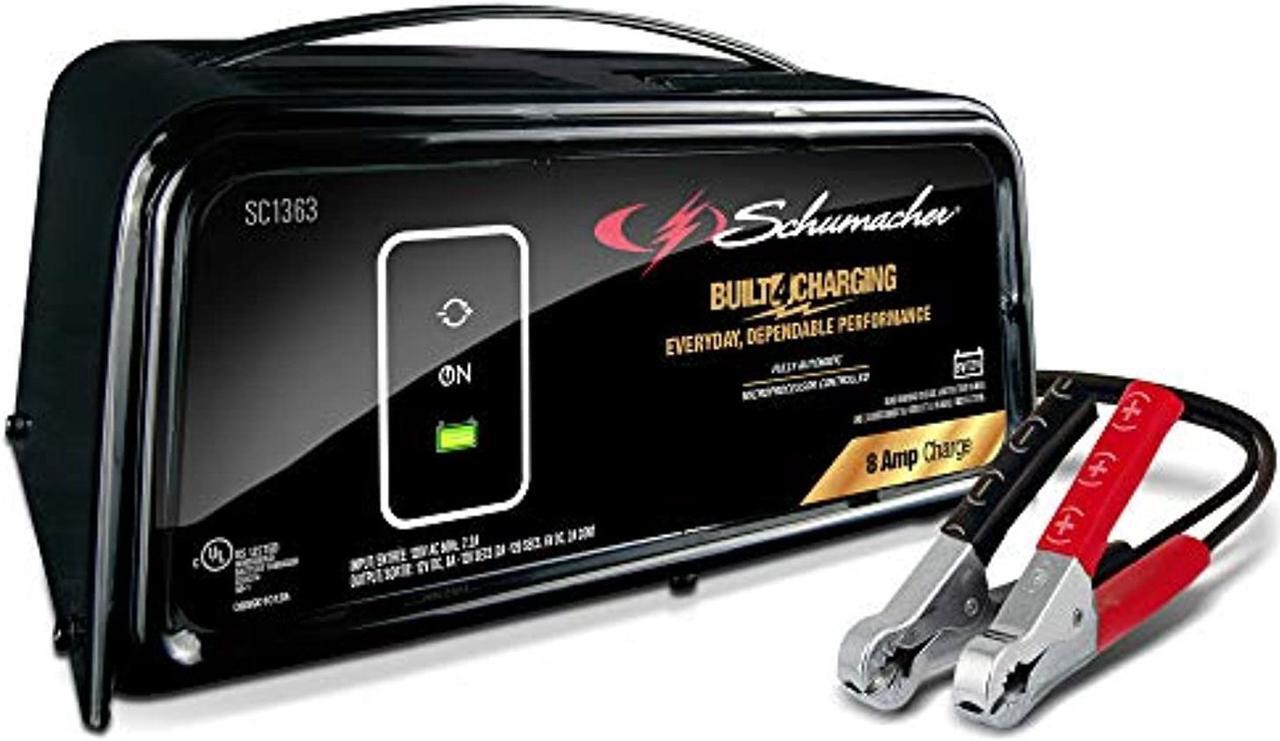 Main image of Schumacher SC1363 8 Amp 2 Amp 6V/12V Fully Automatic Battery Charger Maintainer Auto Desulfator Auto 6V/12V Battery Detection For Cars, Trucks, SUVs, RV Batteries (SC1363)