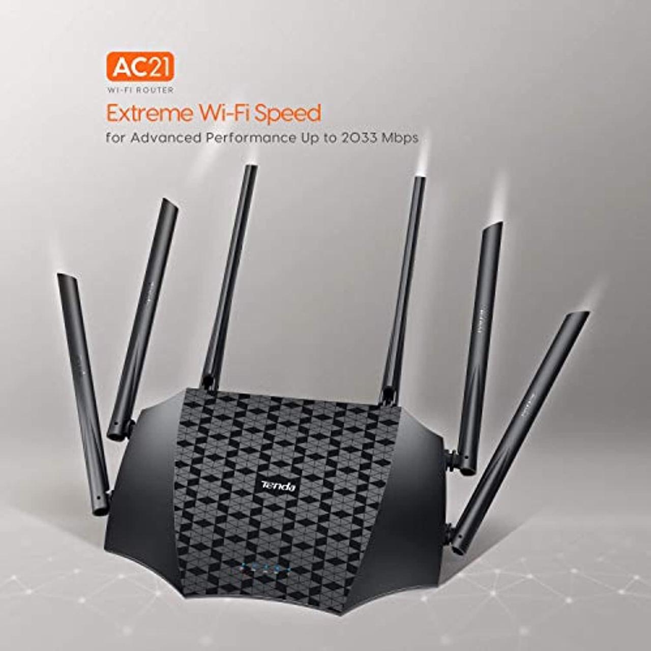 Alt view image 4 of 5 - Tenda AC21 Smart WiFi Router - Dual Band Gigabit Wireless (up to 2033 Mbps) Internet Router for Home, 4X4 MU-MIMO Technology, Parental Control Compatible with Alexa (AC2100)