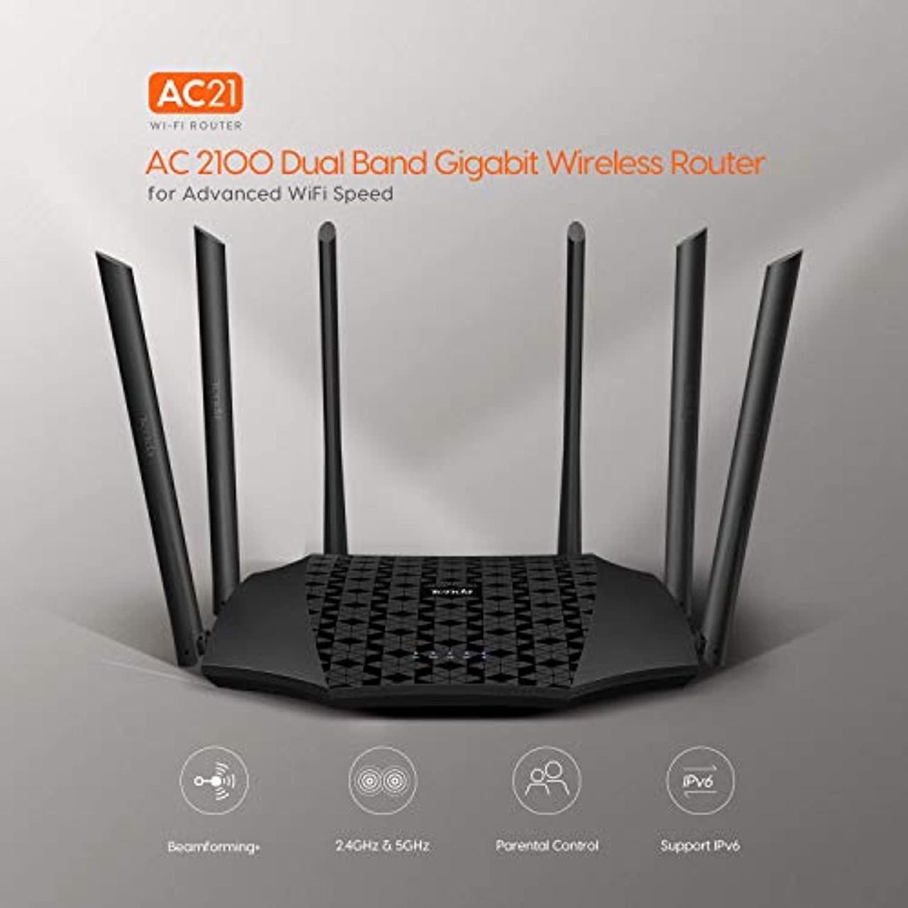 Alt view image 3 of 5 - Tenda AC21 Smart WiFi Router - Dual Band Gigabit Wireless (up to 2033 Mbps) Internet Router for Home, 4X4 MU-MIMO Technology, Parental Control Compatible with Alexa (AC2100)