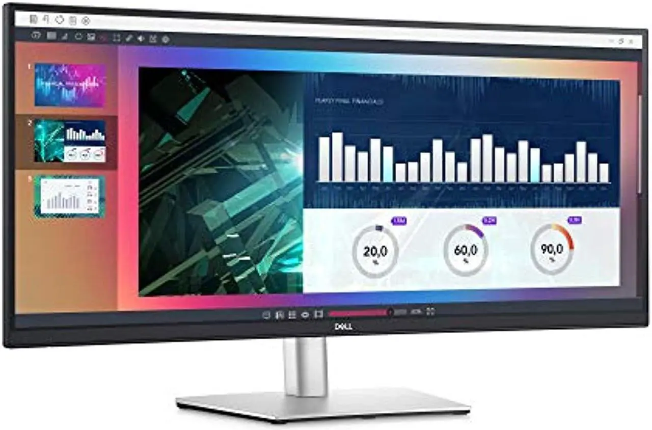Alt view image 3 of 5 - Dell 34 Inch Ultrawide Monitor, WQHD (Wide Quad High Definition), Curved USB-C Monitor (P3421W), 3440 x 1440 at 60Hz, 3800R Curvature, 1.07 Billion Colors, Adjustable, Black (Latest Mode (DELL-P3421W)