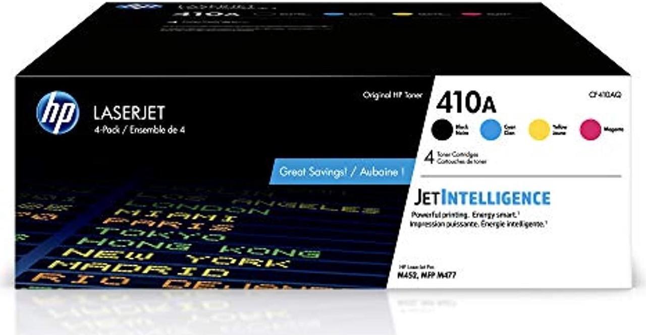 Main image of HP 410A | CF410A, CF411A, CF412A, CF413A | 4 Toner Cartridges | Black, Cyan, Magenta, Yellow (CF410AQ)