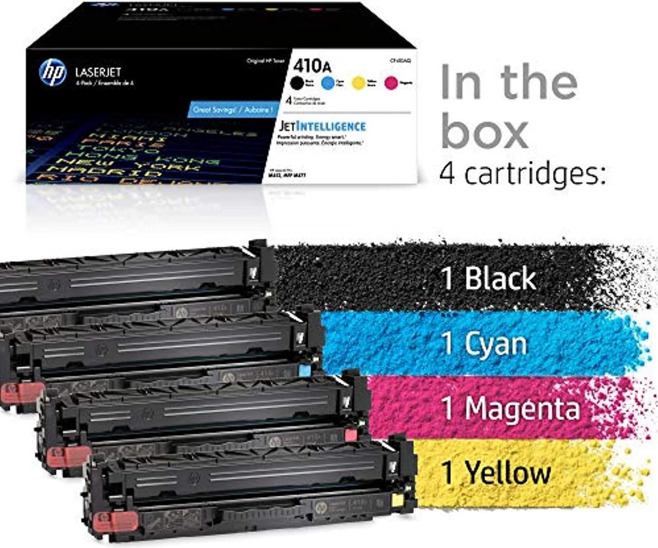 Alt view image 2 of 5 - HP 410A | CF410A, CF411A, CF412A, CF413A | 4 Toner Cartridges | Black, Cyan, Magenta, Yellow (CF410AQ)