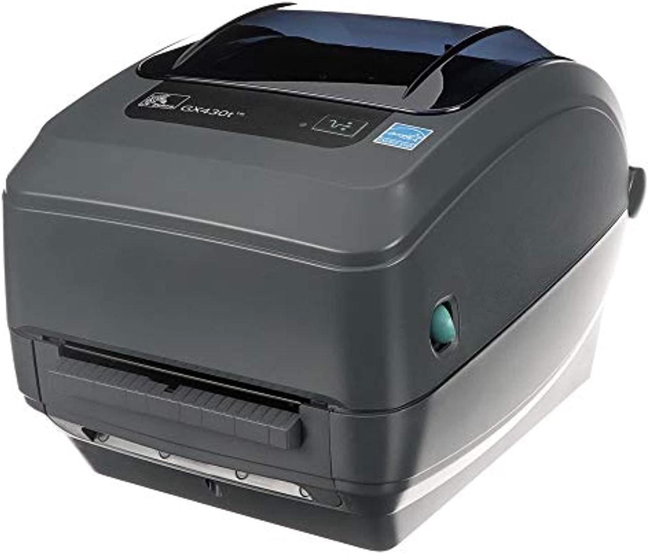 Zebra GX430t Thermal Transfer Desktop Printer Print Width of 4 in USB Serial Parallel and Ethernet Connectivity Includes Peeler - GX43-102411-000 (GX43-102411-000)