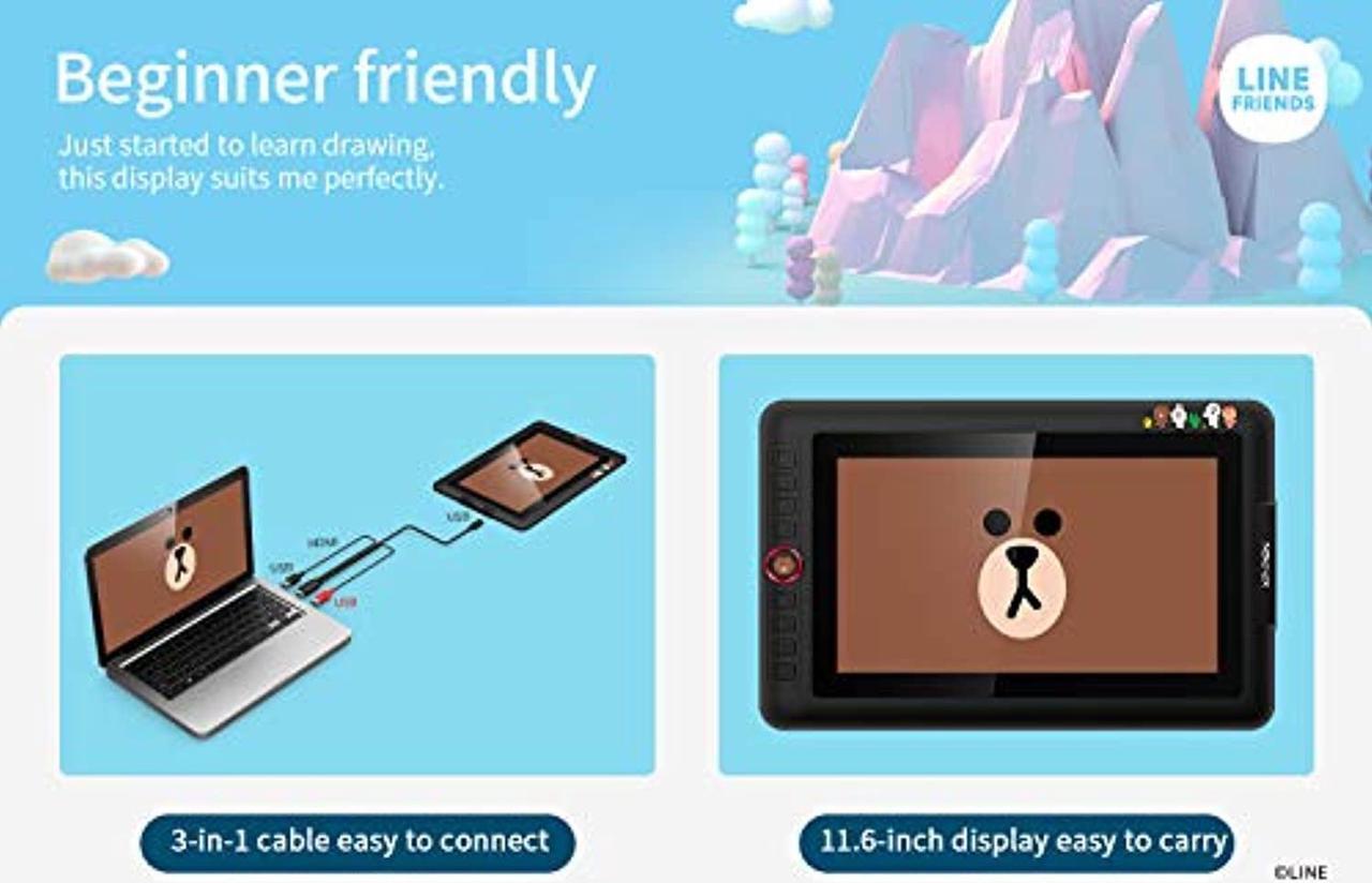 Alt view image 2 of 5 - XP-PEN Drawing Monitor Artist12 Pro Pen Display Line Friends Edition Drawing Tablet for Digital Drawing Beginner and Animation(Tilt Support 8192 Levels Pressure Sensitivity)