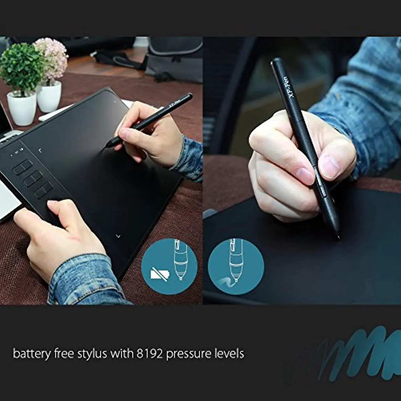 Alt view image 4 of 5 - XP-Pen Star06 Wireless 2.4G Graphics Drawing Tablet Digital Tablet Painting Board with 6 Hot Keys-10x6 Inch (Star06)