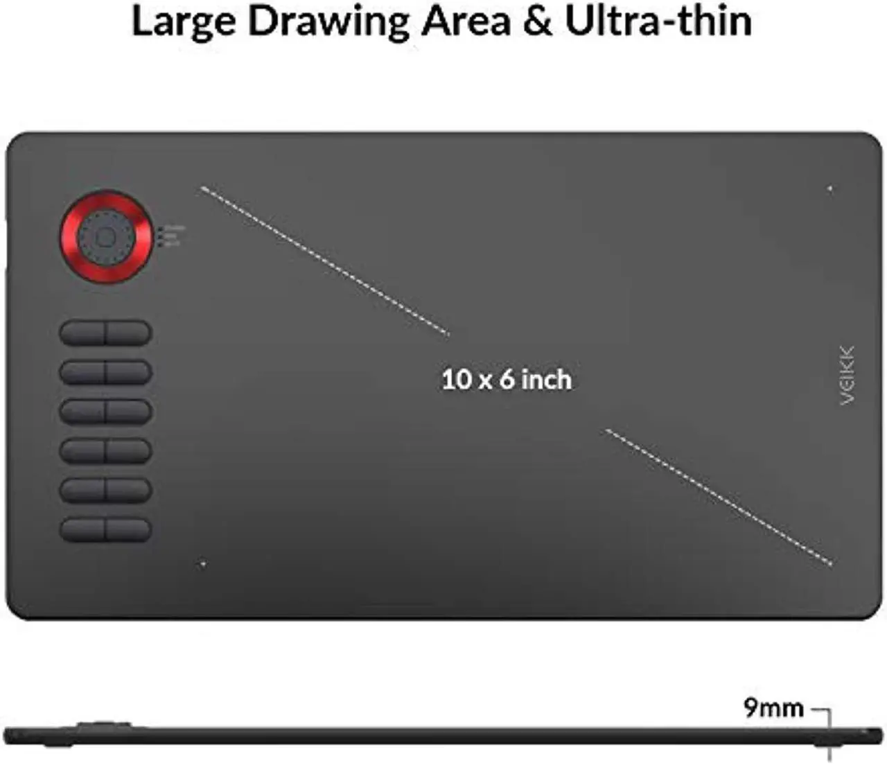 Alt view image 3 of 5 - VEIKK A15 Pro Graphics Drawing Tablet 10 x 6 inch Digital Drawing Tablet with 12 Hotkeys and a Quick Dial (8192 Level Pressure Battery -Free Stylus) (VKA15PRO001)