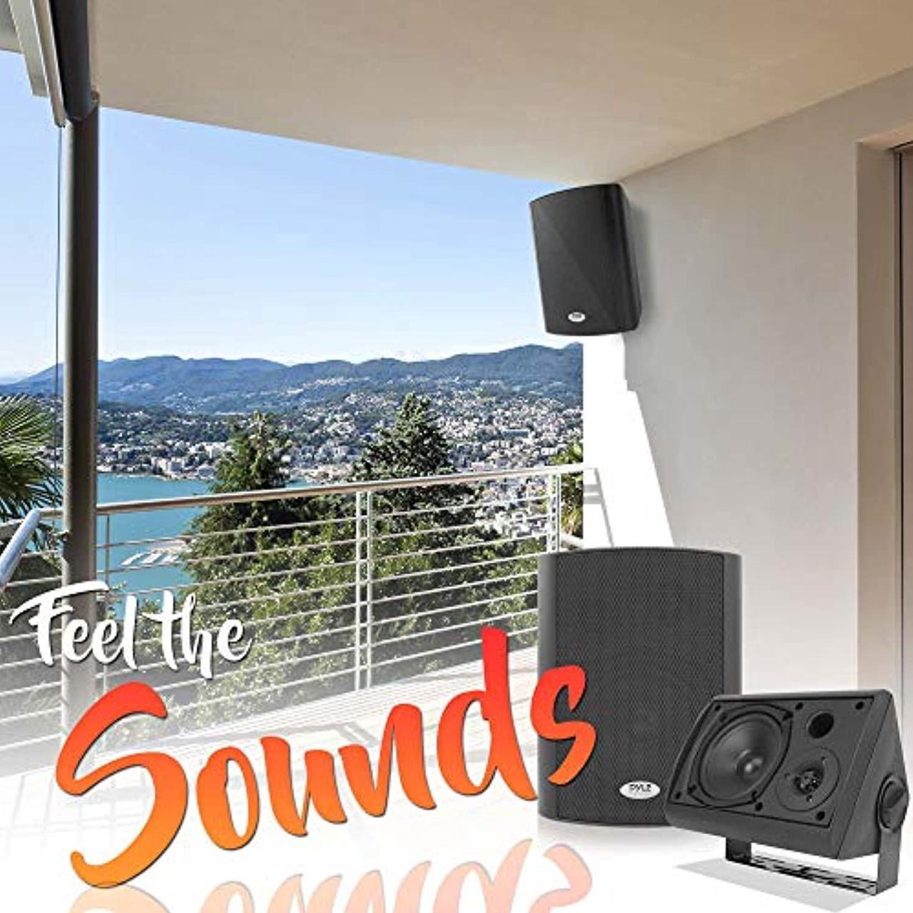 Alt view image 5 of 5 - Wall Mount Home Speaker System - Active Passive Mountable Bookshelf Indoor Studio Garage Patio Stereo Sound Home Theater Speaker, Wireless Bluetooth Speaker Set W/Aux  and  RCA - Pyle PDW (PDWR53BTBK)