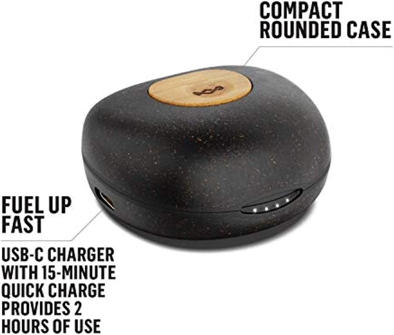 Alt view image 5 of 5 - House of Marley True Wireless Champion Earbuds - Bluetooth 5.0 Earphones, Up to 28 Hours Battery Life with Quick Charge, Rechargeable Case, Eco Friendly Bamboo Design (EM-JE131-SB)