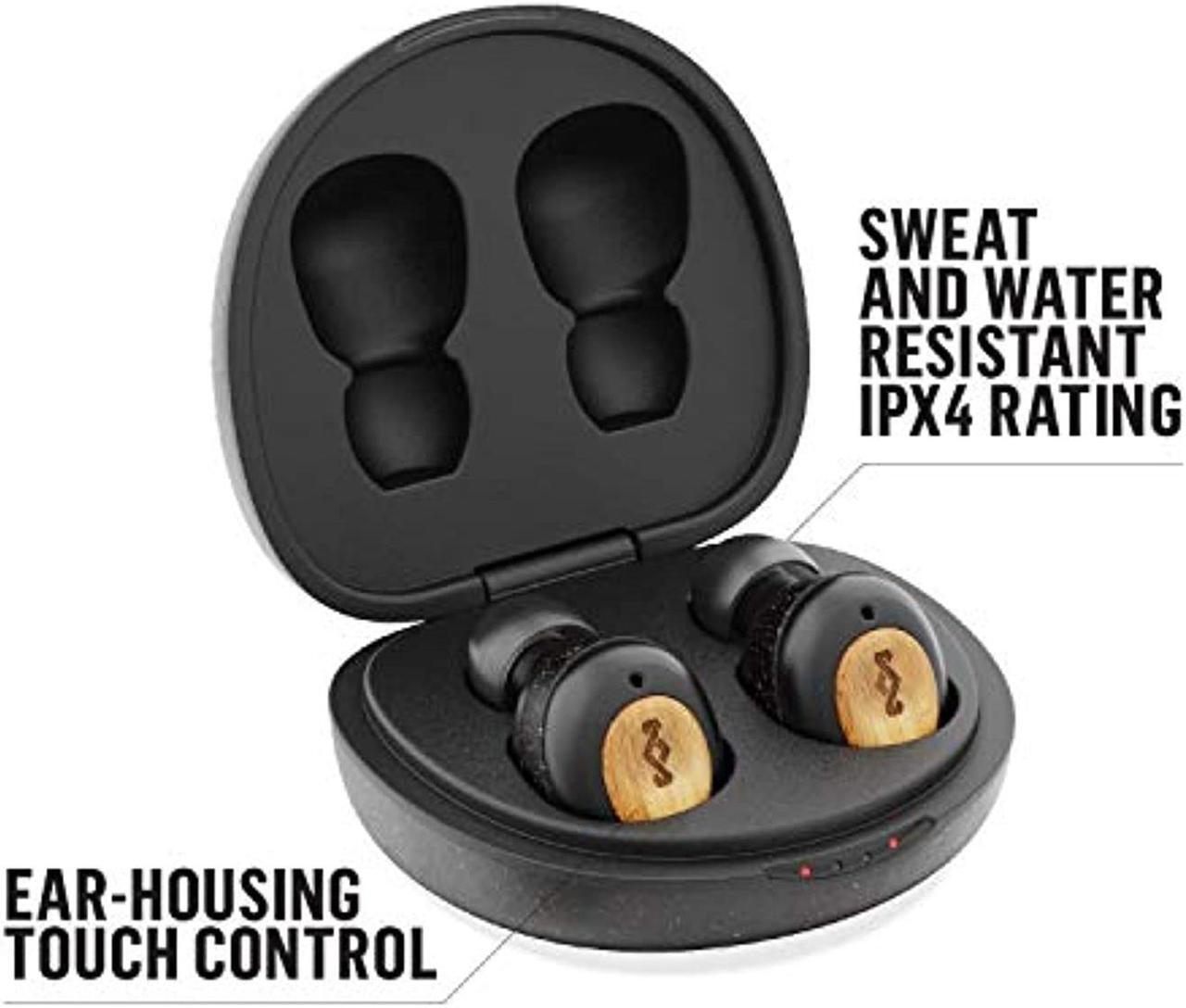 Alt view image 4 of 5 - House of Marley True Wireless Champion Earbuds - Bluetooth 5.0 Earphones, Up to 28 Hours Battery Life with Quick Charge, Rechargeable Case, Eco Friendly Bamboo Design (EM-JE131-SB)