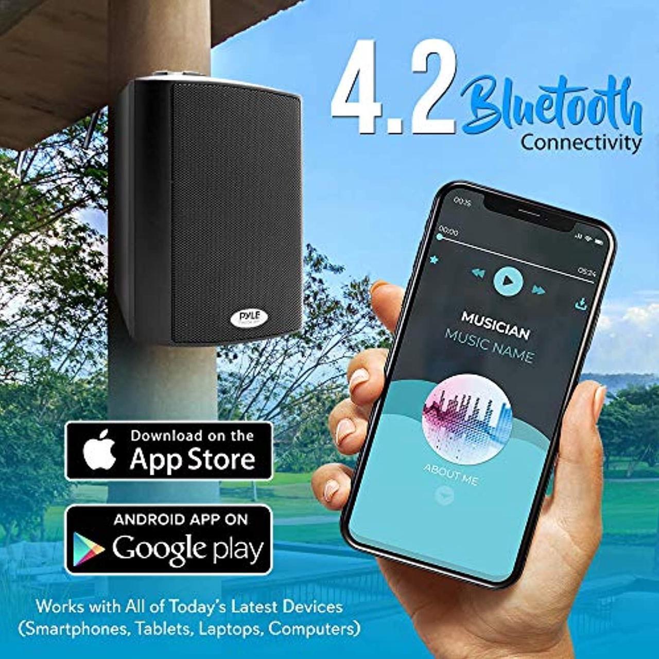 Alt view image 3 of 5 - Wall Mount Home Speaker System - Active Passive Mountable Bookshelf Indoor Studio Garage Patio Stereo Sound Home Theater Speaker, Wireless Bluetooth Speaker Set W/Aux  and  RCA - Pyle PDW (PDWR53BTBK)