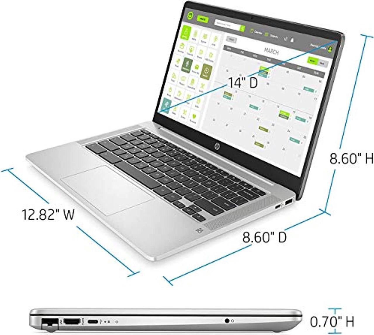 Alt view image 2 of 5 - HP 14 Chromebook Laptop Computer 14" HD SVA Anti-Glare Display Intel Celeron Dual-Core N5000 Processor 4GB DDR4 64GB eMMC Backlit WiFi Webcam Chrome OS Google Classroom Compatible w/ 32GB SD Card